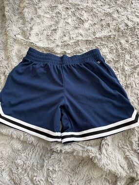 DSG Navy Athletic Shorts with Black & White Stripes